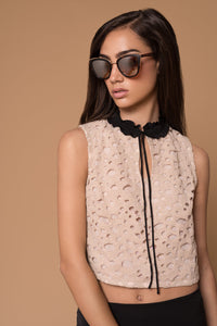 Lucia Ruffle Collar Crop Shirt
