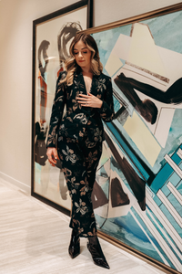 Mid-Rise Straight Pant in French Jacquard