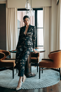 Mid-Rise Straight Pant in French Jacquard