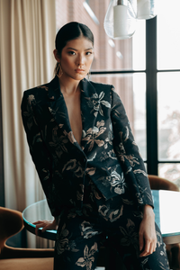 Signature Peak Lapel Blazer in French Jacquard