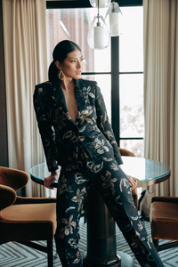 Mid-Rise Straight Pant in French Jacquard